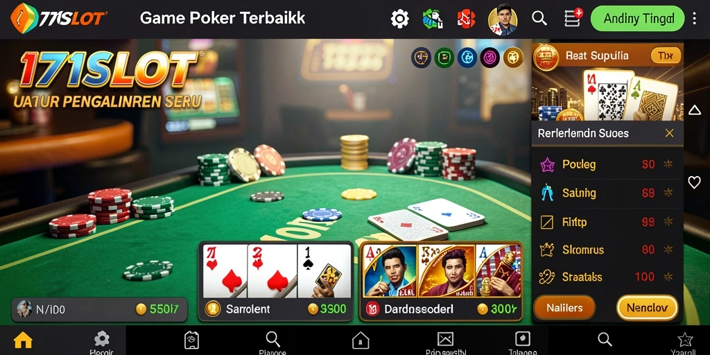 Screenshot gameplay 171SLOT menunjukkan intensitas permainan poker yang menegangkan.