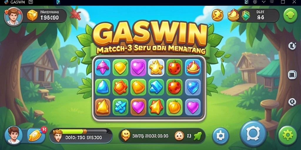 Tampilan gameplay seru dari GASWIN dengan elemen Match-3.