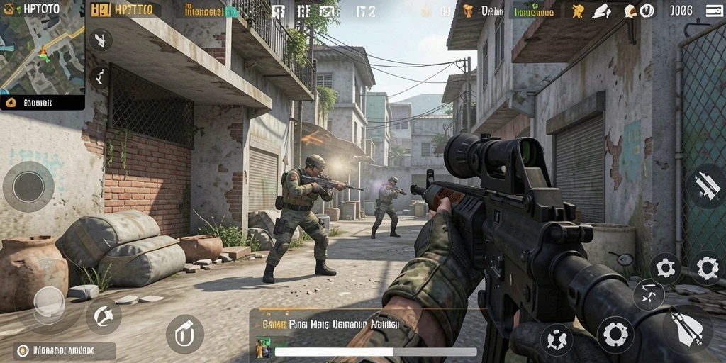 Gameplay menegangkan HPTOTO dengan aksi tembak-menembak yang intens.