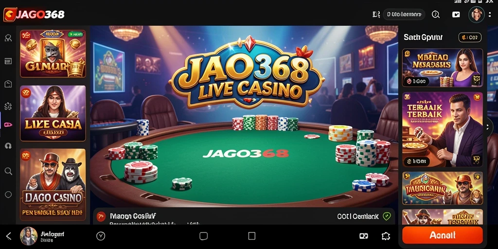 Screenshot gameplay JAGO368 yang menggambarkan keseruan Live Casino.