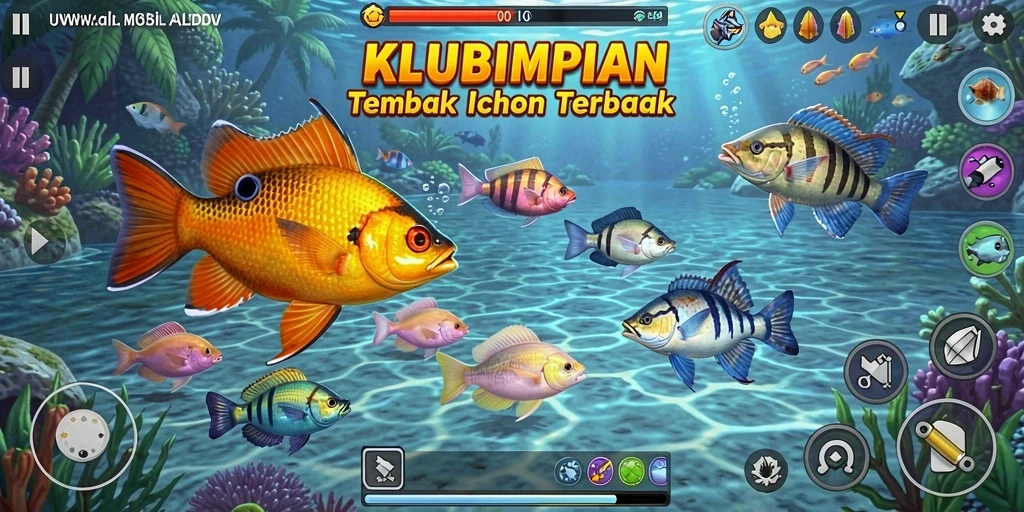 Screenshot gameplay menampilkan aksi menembak ikan yang seru.