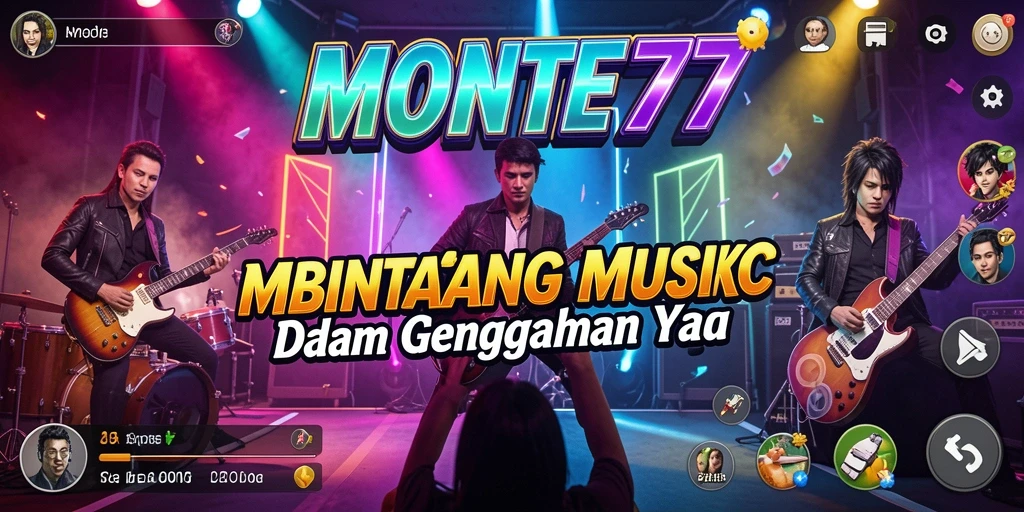 Tampilan menarik gameplay MONTE77 dengan alat musik.