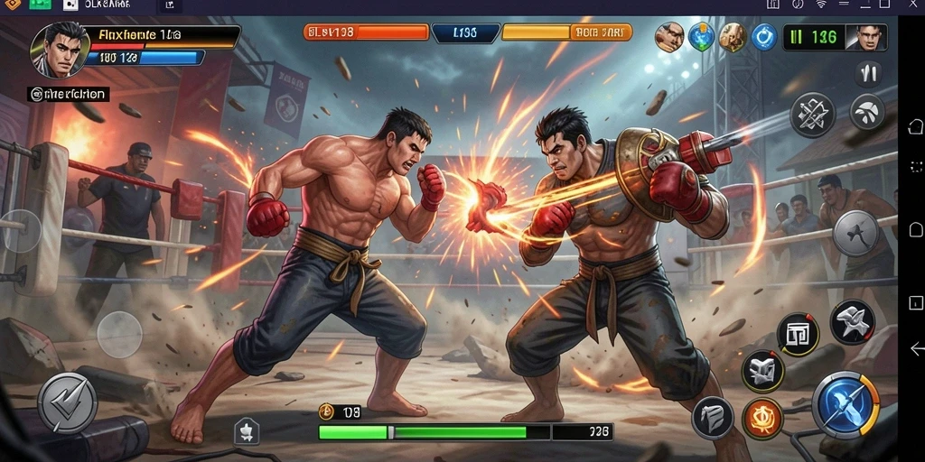 Tampilan aksi intens dalam gameplay OLX128.