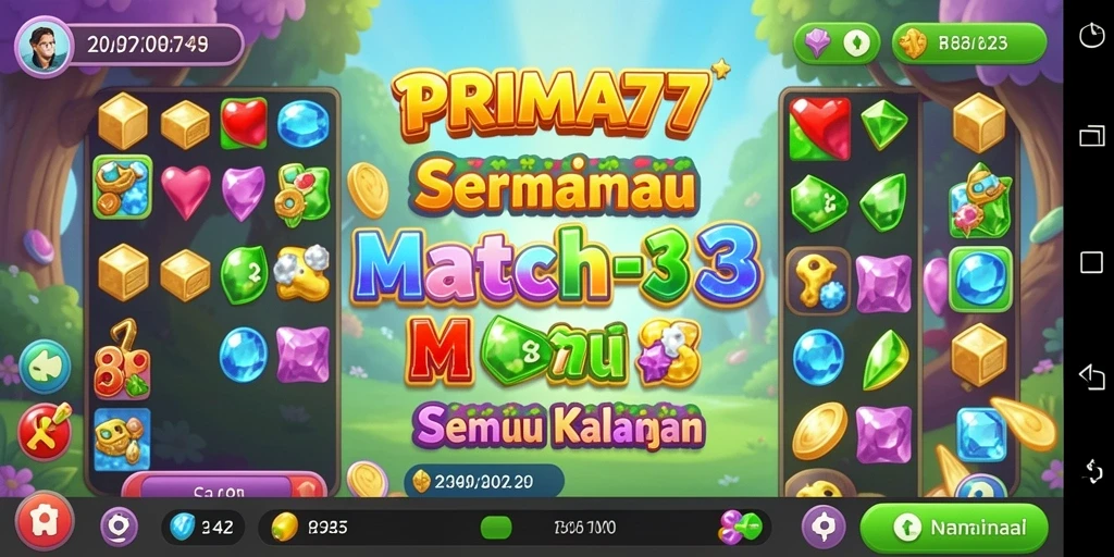 Tampilan gameplay PRIMA77 yang menarik saat mencocokkan item.