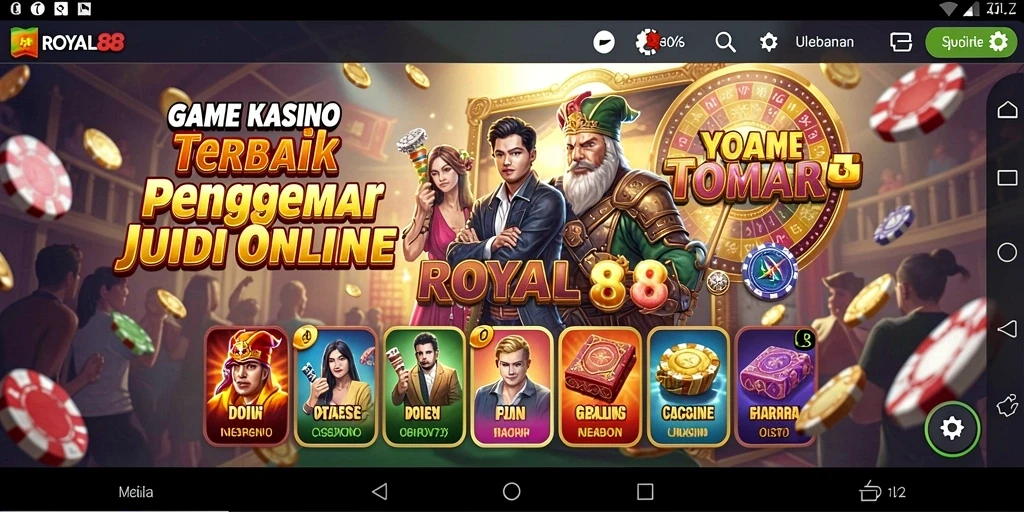 Screenshot utama ROYAL88 menunjukkan suasana permainan Kasino yang mendebarkan.