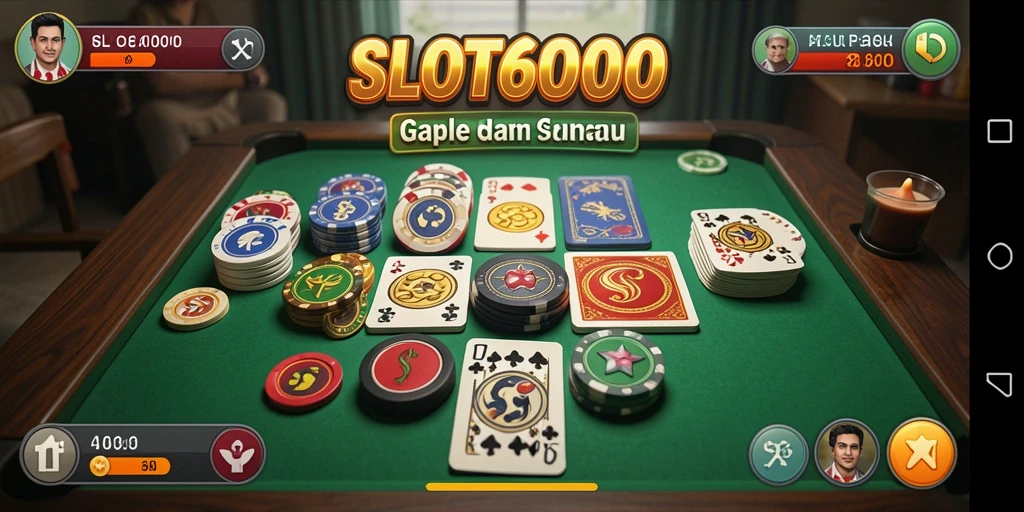 Tampilan screenshot utama SLOT6000 yang menampilkan gameplay Gaple yang menarik.
