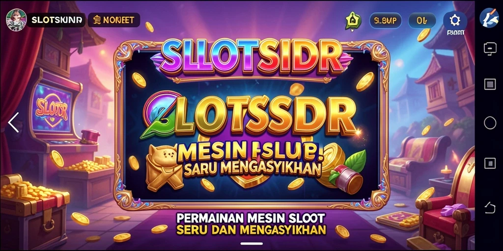 Tampilan gameplay yang mengasyikkan dari SLOTSIDR dengan mesin slot berwarna-warni.