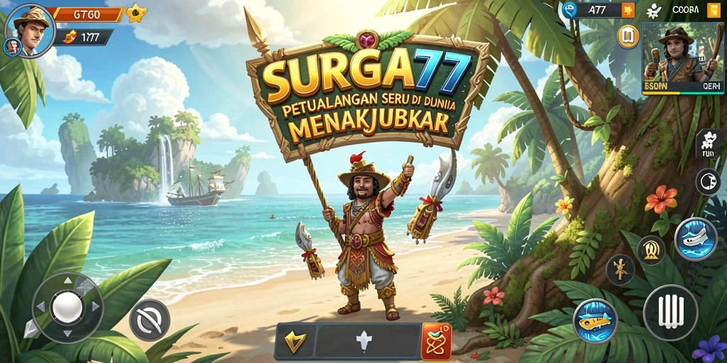 Tampilan gameplay SURGA77 yang penuh aksi dan petualangan.