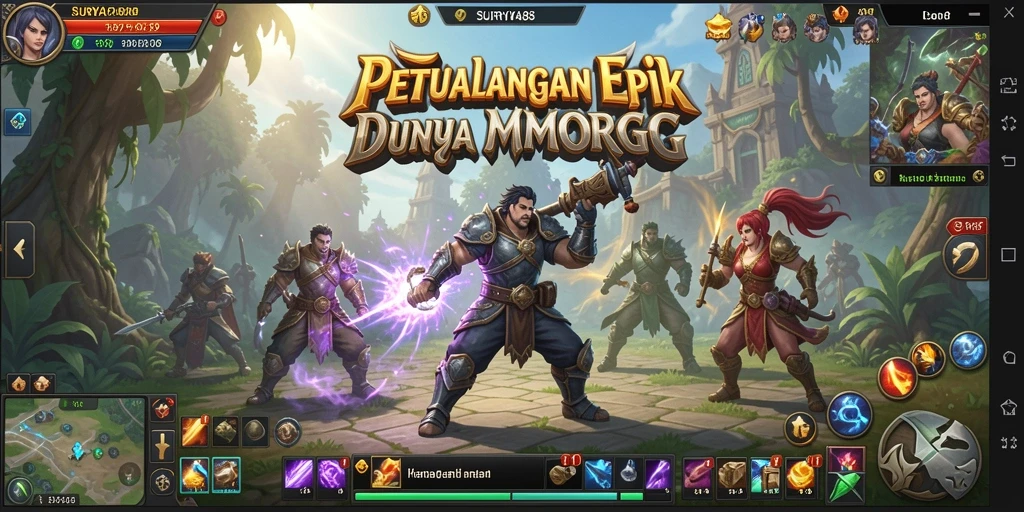 Tangkapan layar SURYA88 menampilkan aksi pertarungan yang mendebarkan dalam dunia MMORPG.
