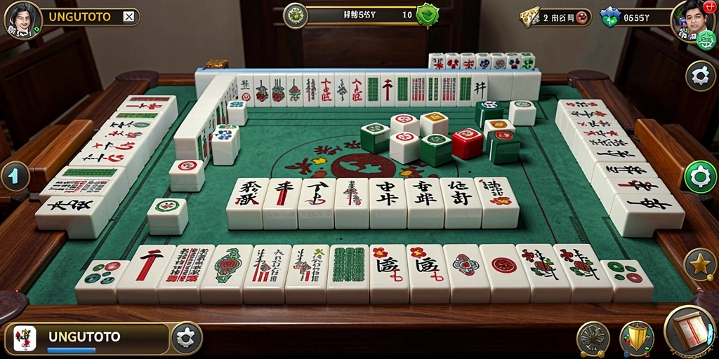 Tangkapan layar gameplay UNGUTOTO yang menunjukkan permainan Mahjong yang mendebarkan.