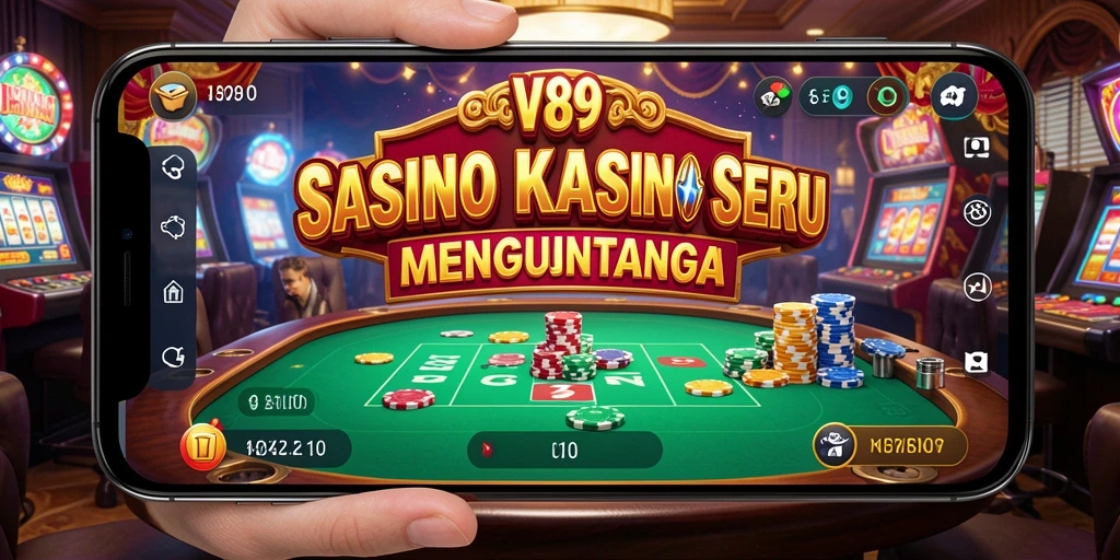 Tampilan gameplay Kasino yang menarik dan penuh warna di V89.